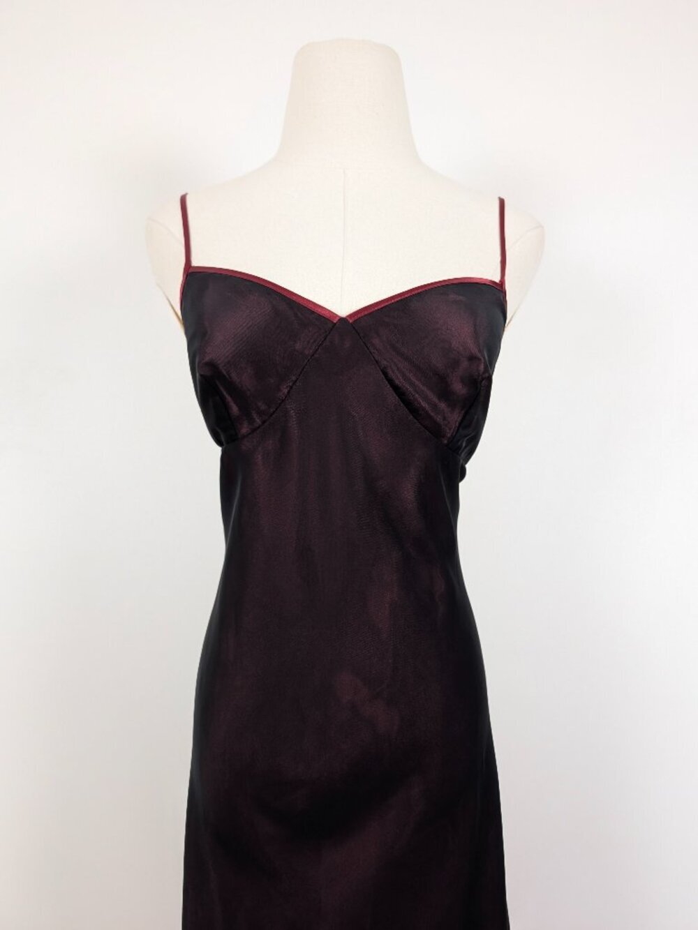 90s La Vie En Rose Iridescent Maxi Slip Dress Size Large Red Burgundy (j) - Picture 2 of 8